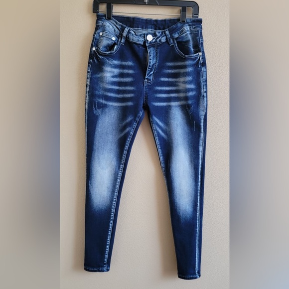 USED LISIDANNI SKINNY JEANS - BLUE AND FADED - Picture 1 of 11